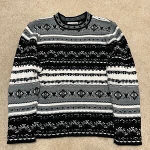 Vintage Carly Blake Geometric Knit Sweater Black Gray XL